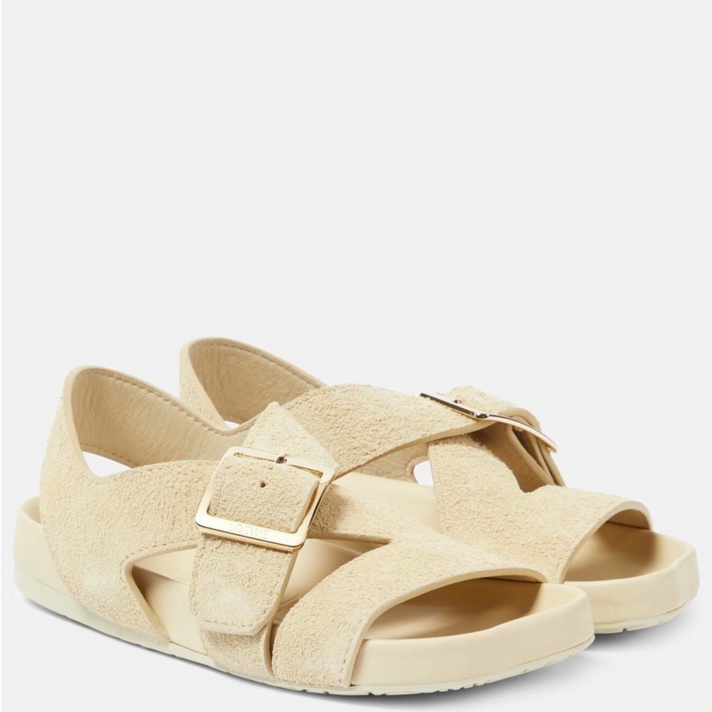 Loewe Ease Comfort Slides Sandals Oat Tan Women’s Size EU 36/US 6